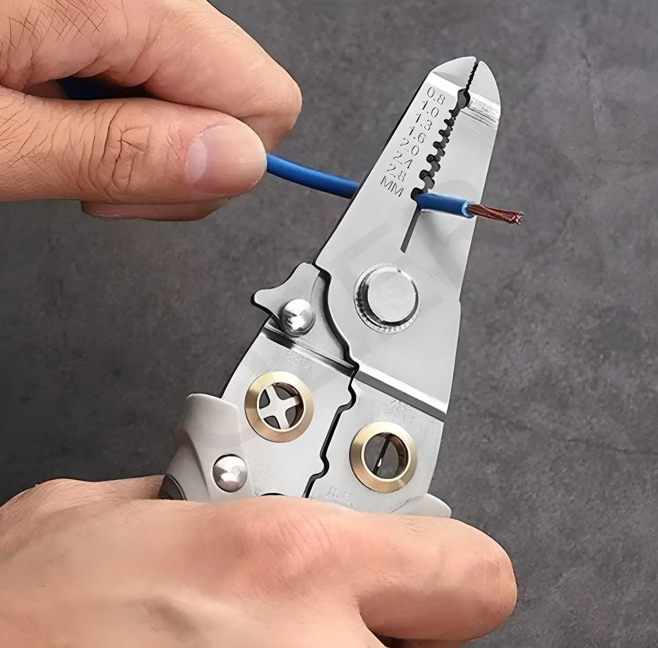 This 6-in-1 multifunctional tool combines cable looping, splitting, cutting, and wire stripping capabilities in one compact plier. Designed for precision and durability, it streamlines electrical and wiring tasks, reducing the need for multiple tools. Ideal for professionals seeking efficiency and reliability in cable management and wire preparation.