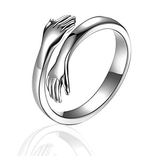 This beautiful silver plated ring symbolizes the strength and bond of friendship and loved ones. The intricate design features a hug, reminding the wearer of the love and support they have in their life. Made with high-quality materials, this ring is a perfect way to show someone you care.
