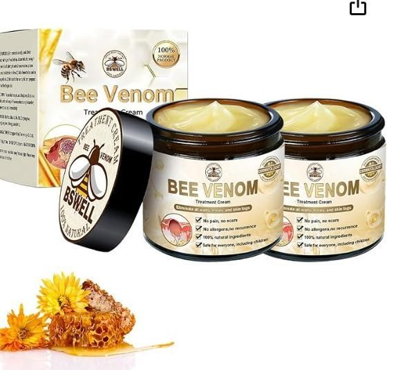 Harness the power of nature's secret with our Bee Venom Skin Treatment Cream. This specialized formulation utilizes apitoxin to stimulate collagen production and improve skin elasticity. Each pack contains two 100g jars, providing a comprehensive skincare regimen that helps reduce the appearance of fine lines while promoting cellular regeneration. Dermatologically tested for optimal efficacy and suitable for daily application on most skin types.