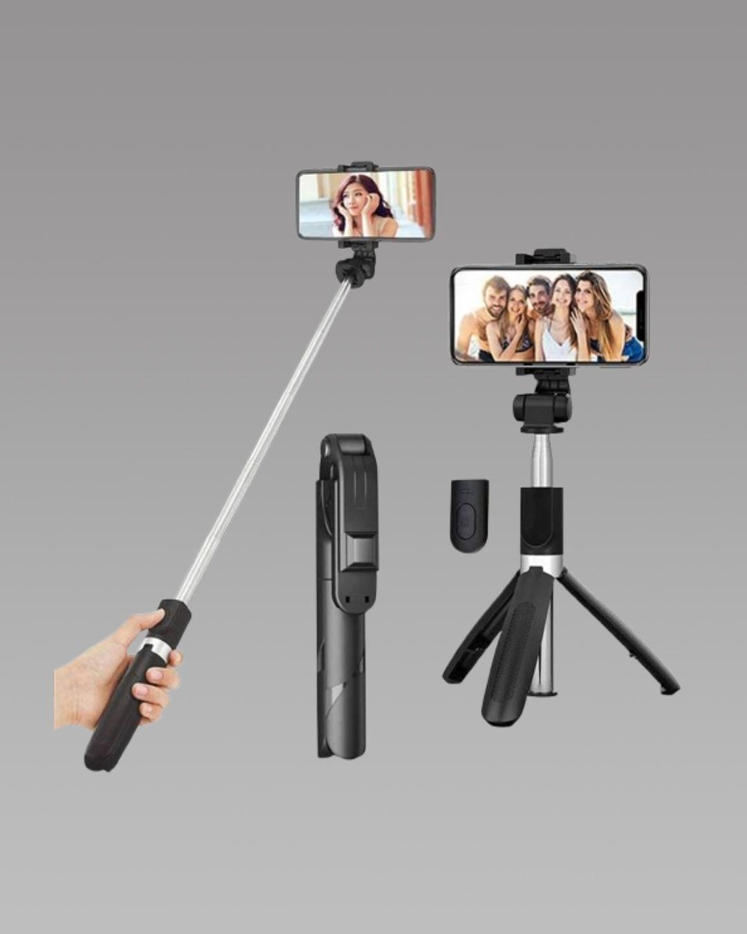 The Extendable Flash 3-in-1 Selfie Stick Tripod with Bluetooth Remote offers a professional-grade solution for versatile photography and videography. Combining a selfie stick, tripod, and flash mount, it provides stable support and optimal lighting for your shots. Its extendable design allows precise adjustment of length and angle, accommodating various shooting scenarios. The included Bluetooth remote enables effortless, wireless shutter control, enhancing convenience during solo or group captures.