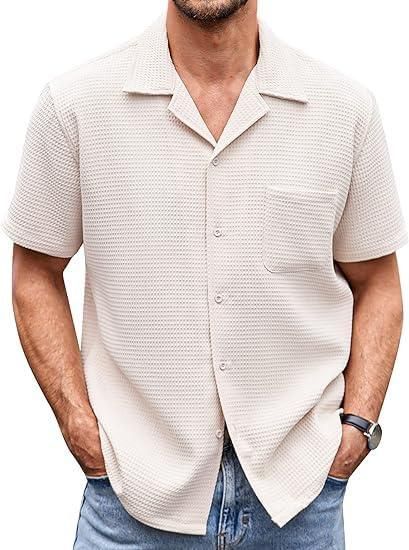 Introducing our Men's Knit Stylish Half Sleeve Shirt in Beige, made with quality materials and innovative design. Enjoy a comfortable fit and stylish look with this versatile shirt. Perfect for any occasion and easy to dress up or down. Upgrade your wardrobe with this must-have staple piece.