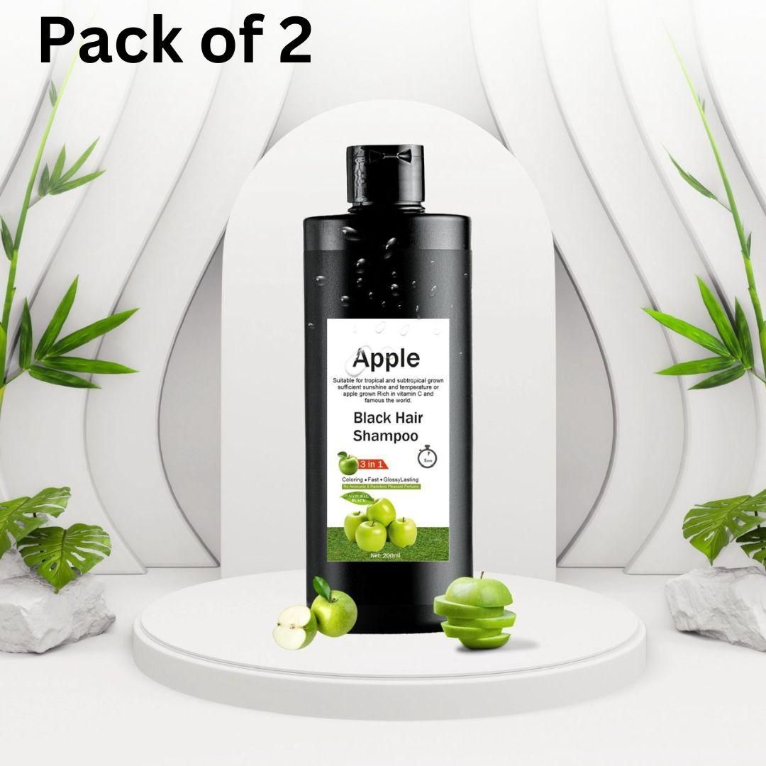 This advanced Apple Black Hair Shampoo 3-in-1 delivers triple benefits in each 200ML bottle, with two bottles per pack for extended use. The specialized formula combines cleansing, conditioning, and color enhancement properties that intensify natural black tones while infusing hair with apple extract nutrients. Clinically formulated to strengthen hair structure, reduce breakage, and provide lasting shine without buildup or residue.
