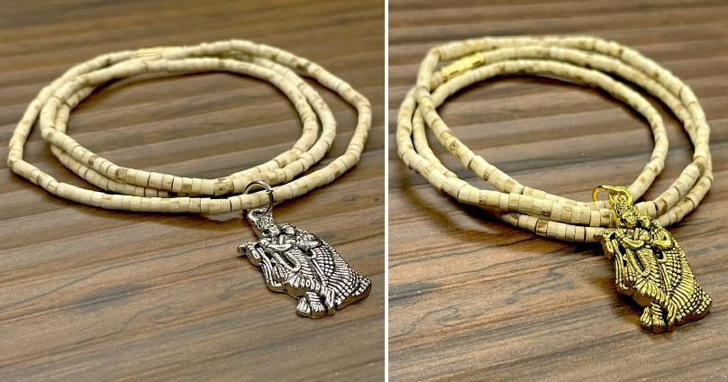 Experience the spiritual essence of Vrindavan with this authentic Tulsi Mala set. Each pack contains two meticulously crafted malas featuring sacred Tulsi beads complemented by elegant pendants. Traditionally used for meditation and prayer, these malas offer both religious significance and natural beauty, connecting wearers to centuries of devotional practice.
