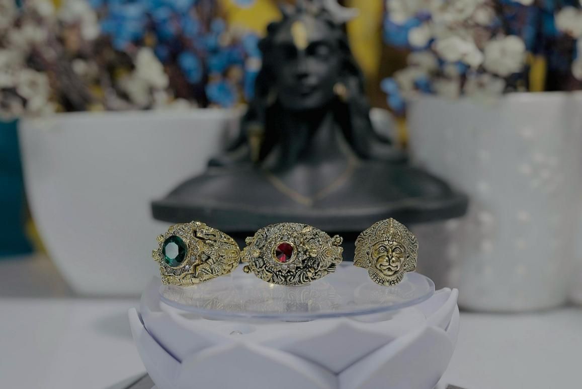 Religious Ring of Shivji Ganeshji & Hanumanji Combo of 3
Elevate your spiritual connection with our Religious Ring Combo featuring Shivji, Ganeshji, and Hanumanji. This set of three meticulously crafted rings serves as both devotional symbols and elegant accessories. Each deity's distinctive representation offers protection and blessings while complementing traditional and contemporary attire. Perfect for daily wear or special religious occasions.