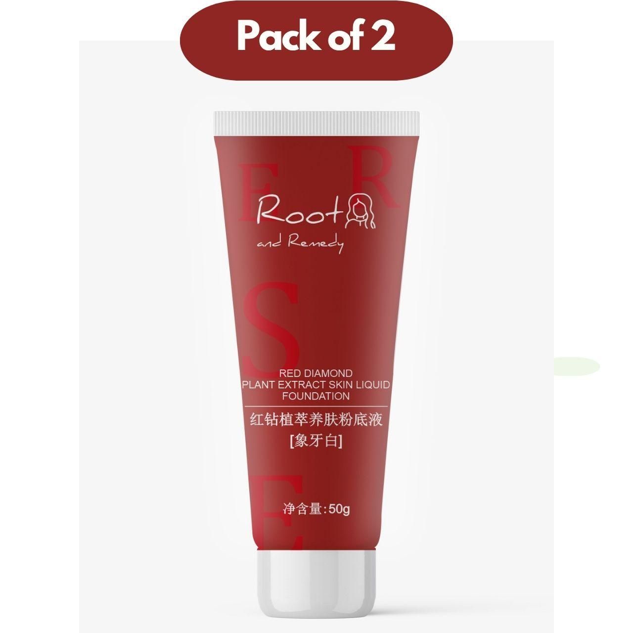 Red Diamond Plant Extract Skin Liquid Foundation combines botanical extracts with advanced cosmetic science to deliver superior coverage and skin-nourishing benefits. The lightweight, buildable formula creates a flawless, natural finish while supporting skin health. Each value pack contains two 100g containers, ensuring extended use of this professional-grade foundation. Ideal for achieving a radiant complexion with the benefits of plant-derived ingredients.
