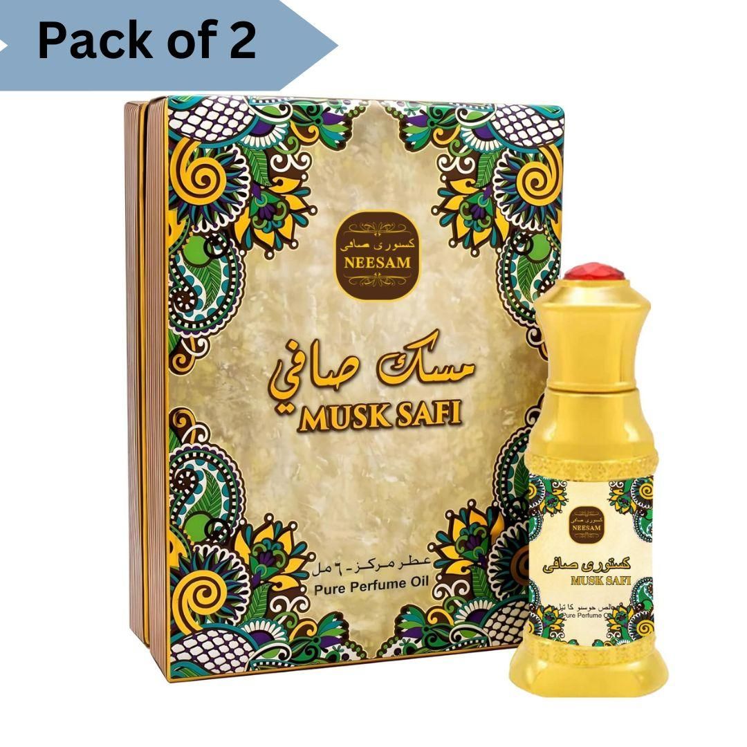 This premium Musk Safi Perfume delivers a sophisticated olfactory experience with its complex aromatic profile. Each 50ML bottle contains a meticulously crafted fragrance where rich musk notes form the foundation, complemented by subtle accords that evolve throughout wear. The convenient pack of two ensures extended enjoyment of this distinguished scent, ideal for the fragrance connoisseur who appreciates nuanced, long-lasting perfumery.