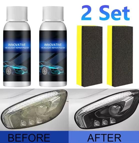 This Car Headlight Repair Fluid pack includes two bottles formulated to effectively remove scratches and restore clarity to your vehicle’s headlights. By eliminating surface imperfections, it enhances light transmission and improves nighttime visibility, contributing to safer driving conditions. Suitable for professional detailers and car enthusiasts seeking a reliable solution to maintain headlight performance and appearance.