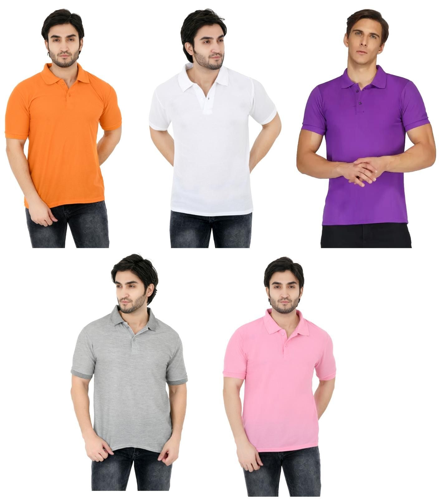 Stay stylish and comfortable with our Men's Pack of 5 Half Sleeves Polo Neck T-shirts. Crafted from quality materials, these shirts offer 5 versatile options for your wardrobe. The classic polo neck design adds a touch of sophistication, while the half sleeves provide a breathable fit. Upgrade your wardrobe today!