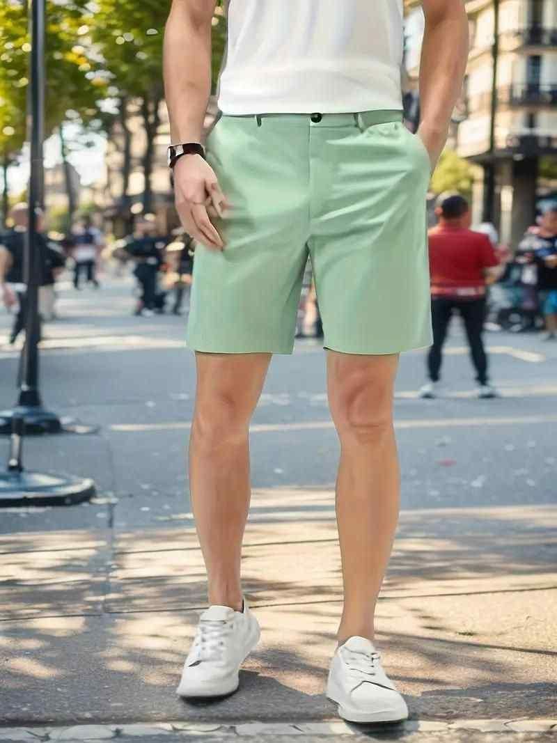 These Men's Sleek Solid Green Casual Shorts are expertly designed to provide both style and comfort. Made with high-quality materials, they offer a sleek and modern look while also allowing for ease of movement. With a solid green color, they can easily be paired with any outfit. Perfect for any casual occasion.
