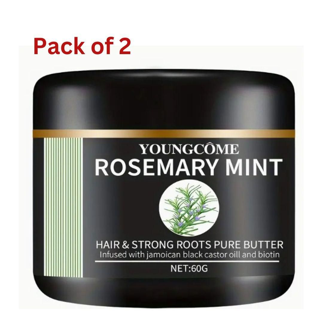 This specialized Rosemary Mint Hair & Strong Pure Butter Cream combines botanical extracts with nutrient-rich butters to fortify hair structure and stimulate follicle health. The rosemary component enhances circulation to the scalp, while mint provides cooling relief and natural shine. Each 60g container delivers concentrated treatment benefits, with this dual pack ensuring consistent application for optimal results. Clinically formulated for all hair types requiring strength and vitality.