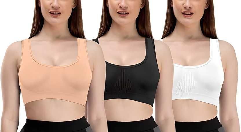 Experience ultimate comfort with our Women's Multicolor Air Bra set. This pack of three features breathable fabric that adapts to your body's contours, providing all-day support without uncomfortable underwires. The moisture-wicking material keeps you cool while the seamless design remains invisible under clothing. Perfect for everyday wear, light exercise, or lounging at home.