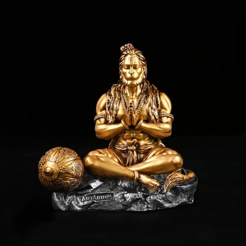 This exquisitely detailed Mahabali Lord Hanuman Ji Statue represents the epitome of devotion and strength in Hindu iconography. Sculpted with precision to capture the divine essence of the Vanara god, it features traditional attributes including his powerful stance and benevolent expression. An authentic devotional piece that serves as both a spiritual focal point and an artistic masterpiece for worship spaces.