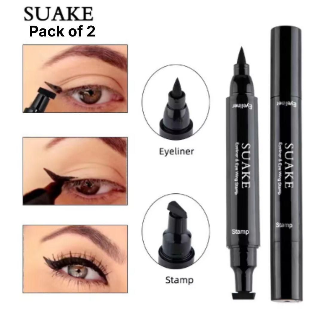 Our Eye Liner and Eye Wing Stamp delivers professional-quality results with clinical precision. The dual-ended design features a highly-pigmented liquid liner and an ergonomically engineered wing stamp that creates perfectly symmetrical wings in seconds. The ophthalmologist-tested formula contains long-chain polymers for 24-hour wear resistance while remaining gentle on the delicate eye area. Suitable for all skill levels, this tool eliminates the technical challenges of traditional winged liner application