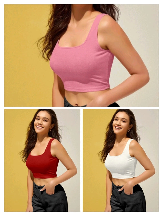 This set of three women's solid tops is made from a high-quality cotton blend, ensuring durability and comfort. Designed in size S with a variety of multicolor options, these tops offer excellent breathability and a soft touch against the skin. Perfect for layering or standalone wear, they combine practicality with style for everyday use.