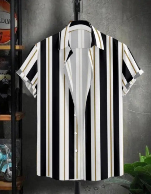 Introducing our Men Regular, Super Slim Fit Striped Cut Away Collar Casual Shirt. With its modern fit and classic striped design, this shirt is perfect for any casual occasion. Made from high-quality materials, it offers both comfort and style. Add it to your wardrobe for a sophisticated look.