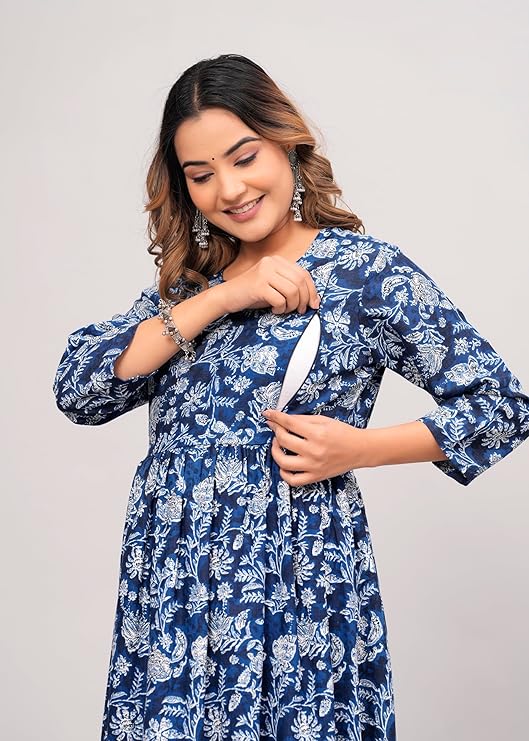 This Anarkali kurti in grey and blue is made from lightweight poly crepe, offering a smooth texture and comfortable wear. Its printed pattern enhances the traditional silhouette, making it suitable for festive and everyday occasions. Designed in size M, it ensures a flattering fit that combines style with ease.