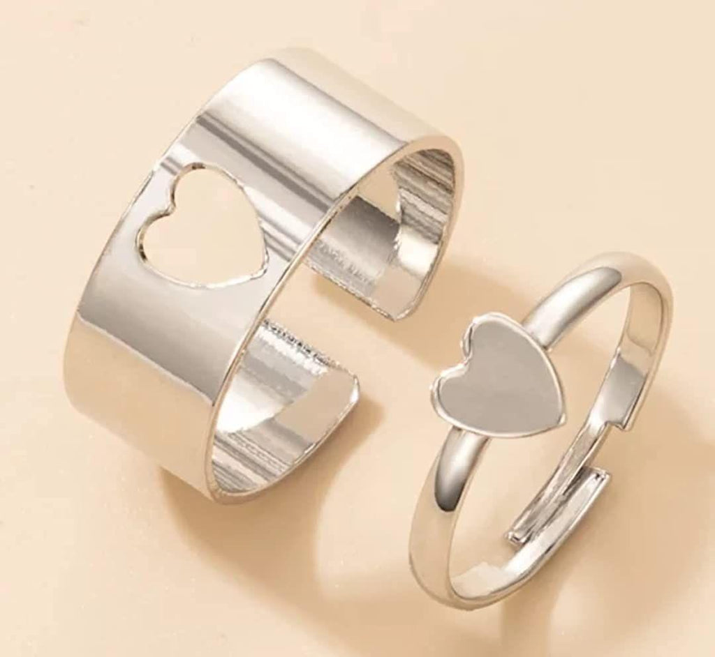 Elegent Silver Plated Heart Couple Rings
