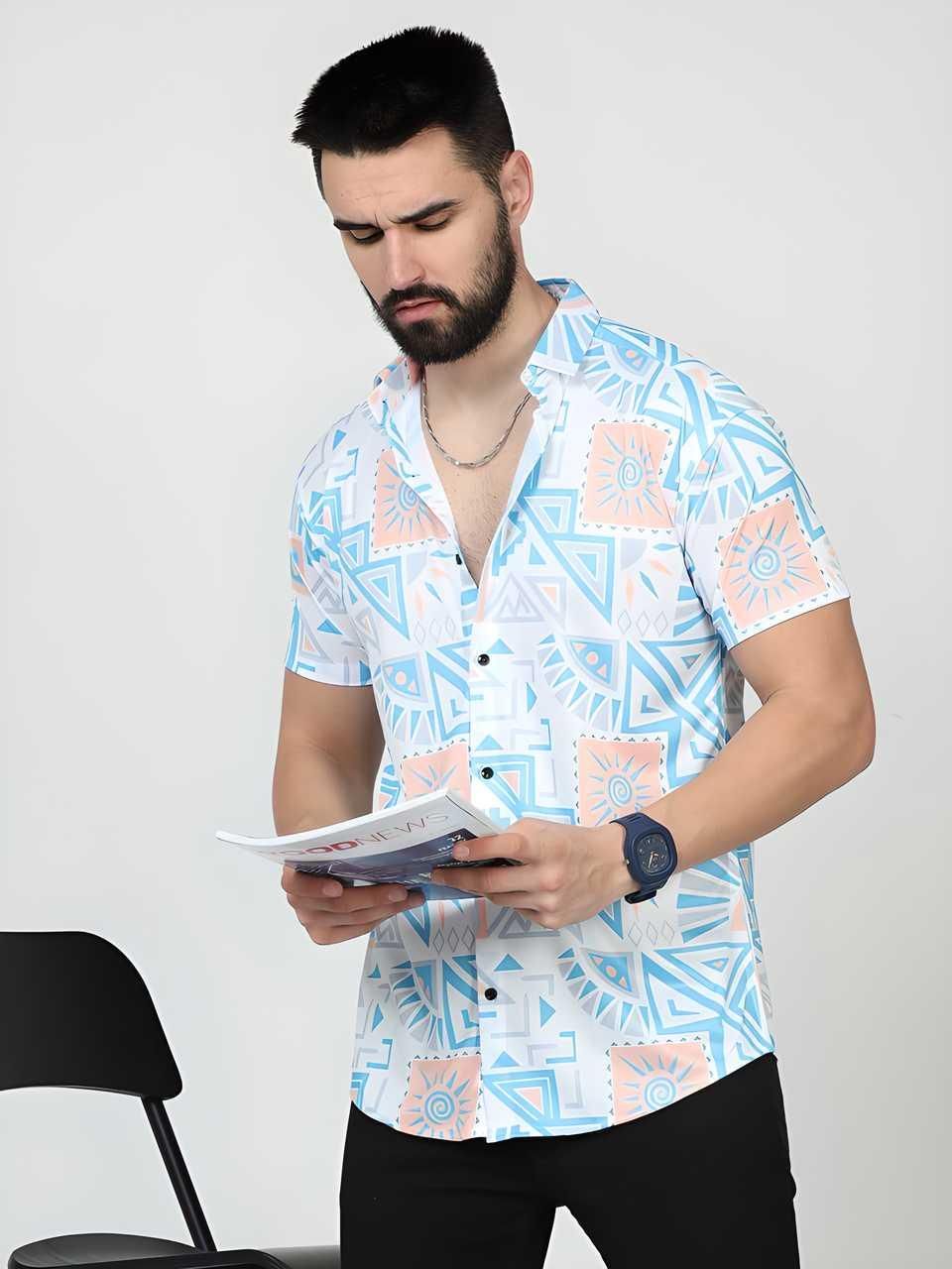 This Men's Printed Rayon Half Sleeves Shirt is made with high-quality rayon fabric, giving you a comfortable and stylish shirt for any occasion. Its half sleeves provide a cool and casual look while the printed design adds a touch of sophistication. Perfect for the fashion-forward man looking for a versatile and trendy addition to his wardrobe.