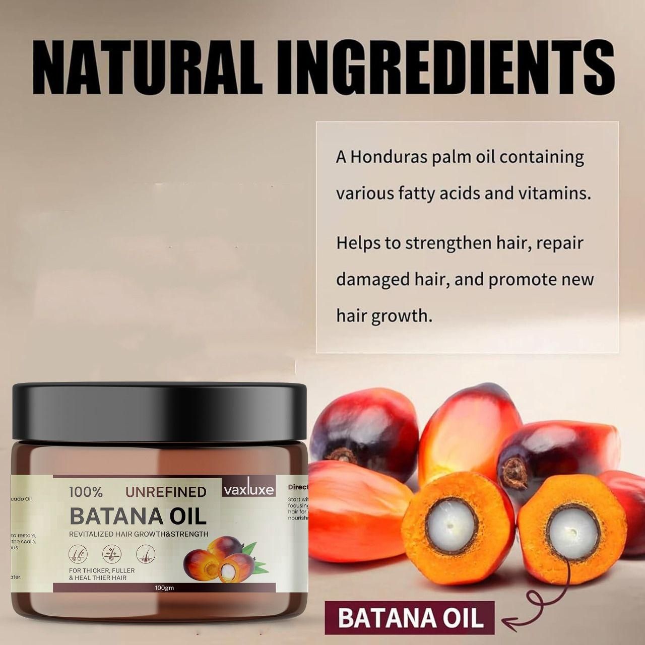 Vaxluxe Batana Oil is a specialized hair treatment formulated to address multiple hair concerns simultaneously. This potent 100g solution works at the follicular level to stimulate dormant hair growth cycles while reinforcing hair structure with essential nutrients. Clinical studies indicate the proprietary blend helps reduce breakage by up to 60% while promoting increased density and improved scalp health. Ideal for those experiencing thinning, damage, or seeking to optimize their hair's natural growth pot
