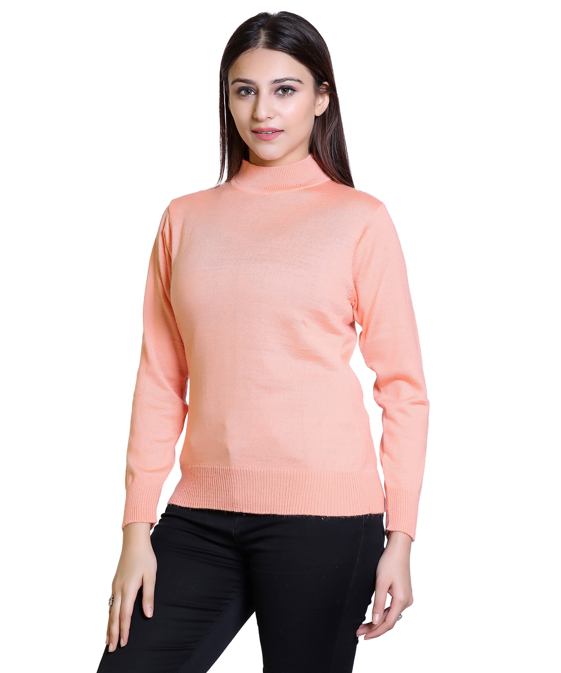 Stay warm in style with our Women's Solid Woolen Full Sleeves Sweater. Crafted from premium wool for exceptional insulation and durability, this classic sweater features a timeless solid design that pairs effortlessly with any outfit. The full-length sleeves provide complete coverage for optimal warmth during colder seasons, while the refined silhouette maintains a flattering fit without sacrificing comfort.