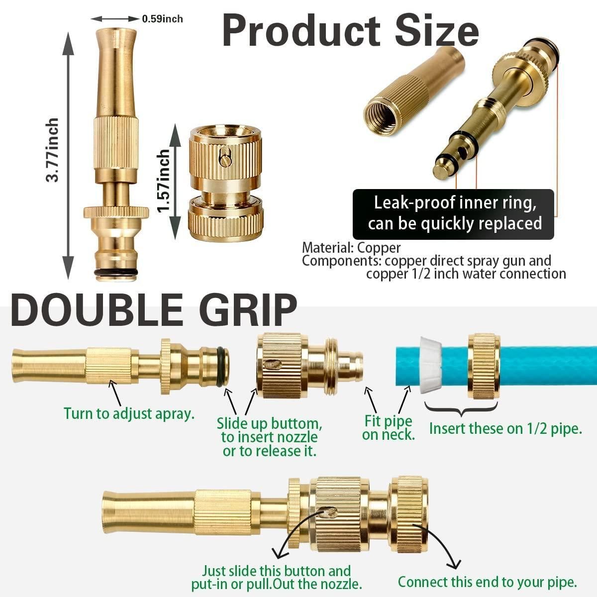 The Portable High Pressure Washing Water Nozzle is engineered from premium brass for exceptional durability and corrosion resistance. Designed to deliver a focused, high-pressure water stream, it enhances cleaning efficiency for vehicles, patios, and outdoor surfaces. Its compact, lightweight design ensures easy handling and quick attachment to standard hoses, making it a reliable tool for both professional and residential use. This nozzle offers precise water control, optimizing performance while minimizin