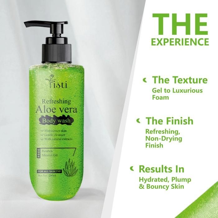 Experience deep cleansing with our Refreshing Aloe Vera Body Wash. This 200ML formula combines natural aloe vera extract with gentle cleansers to hydrate skin while removing impurities. The balanced pH formula helps maintain skin's natural moisture barrier while providing a cooling sensation that revitalizes tired skin. Suitable for daily use on all skin types.