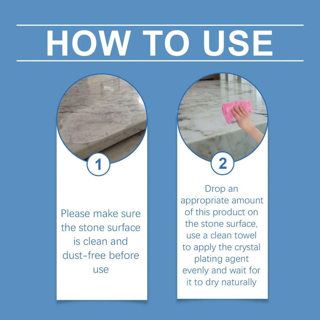 Revitalize and protect your stone surfaces with our Crystal Plating Agent. This value pack includes two 100ml bottles, giving you enough product for multiple applications. The specialized formula creates a protective crystal-clear coating that enhances the natural beauty of stone materials while providing resistance against stains and daily wear. We're here to help you maintain the elegance of your stone surfaces with this easy-to-use, effective solution.
