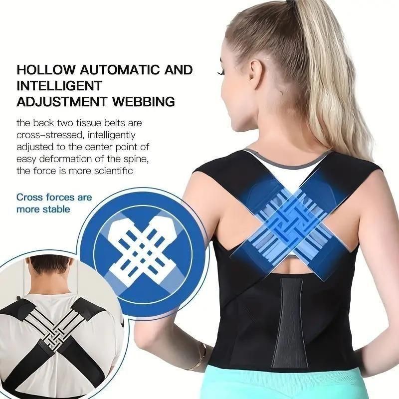 This adjustable back posture corrector is expertly designed to support both women and men in maintaining proper spinal alignment. It effectively reduces slouching by gently pulling the shoulders back, which helps relieve pain and discomfort caused by poor posture. The ergonomic design targets key areas of the back, promoting healthier posture habits during daily activities. Adjustable straps provide a secure, personalized fit, ensuring comfort and consistent use for improved back health over time.