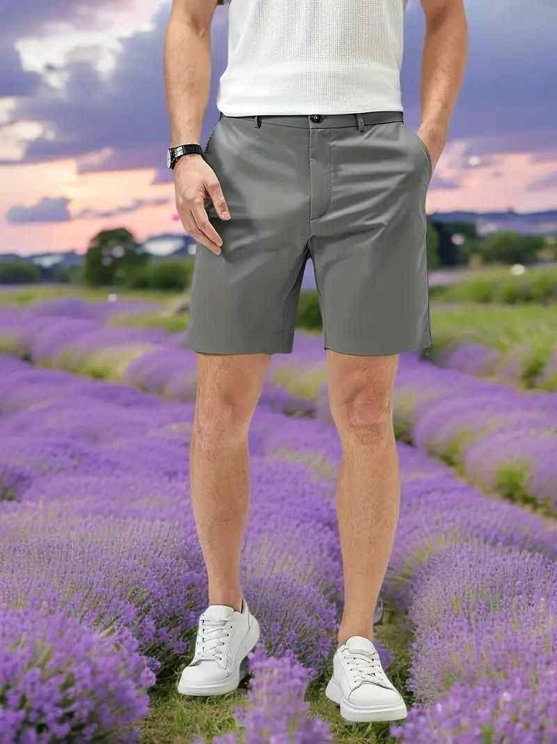These Men's Sleek Solid Light Grey Casual Shorts offer both style and comfort. The light grey color adds a sophisticated touch, while the sleek design allows for easy movement. These shorts are perfect for everyday wear, providing a versatile look that can be dressed up or down. Made with high-quality materials, these shorts are a must-have for any wardrobe.