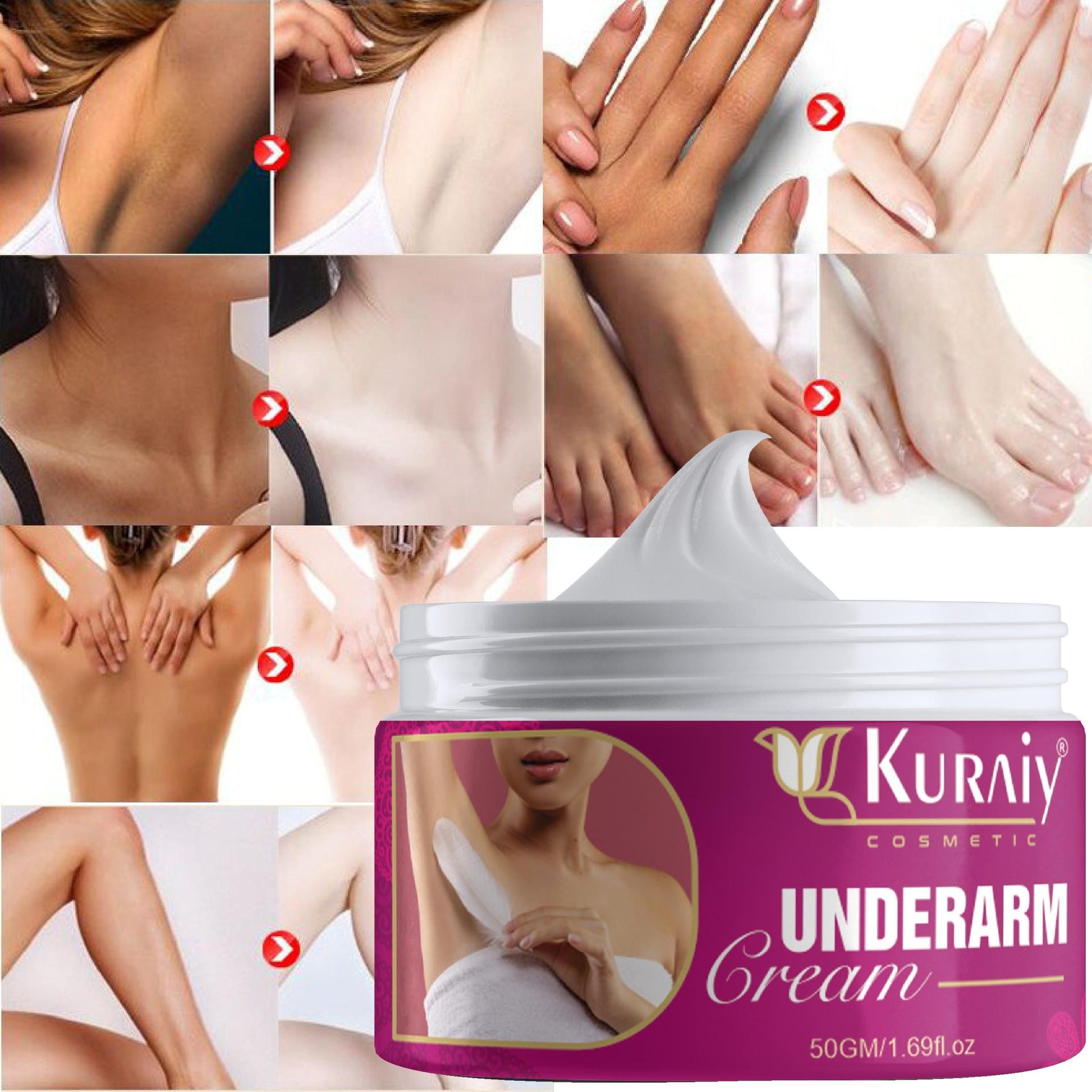 KURAIY Advanced Under-Arm Whitening Cream effectively targets underarm discoloration with its specialized formula. This 50-gram pack delivers professional-grade results by addressing hyperpigmentation while simultaneously nourishing sensitive underarm skin. Formulated to provide gradual, natural-looking results with consistent application.