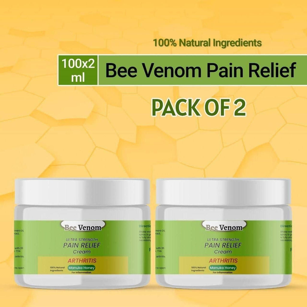 Experience powerful relief with our Bee Venom Ultra Strength Pain Relief Cream. This dual-pack of 100-gram tubes harnesses the therapeutic properties of bee venom to effectively target deep-tissue pain and inflammation. The proprietary formula creates a controlled micro-inflammatory response that stimulates blood flow and accelerates healing in affected areas. Ideal for chronic joint discomfort, muscle strain, and post-exercise recovery. Clinically formulated for maximum absorption without greasy residue.
