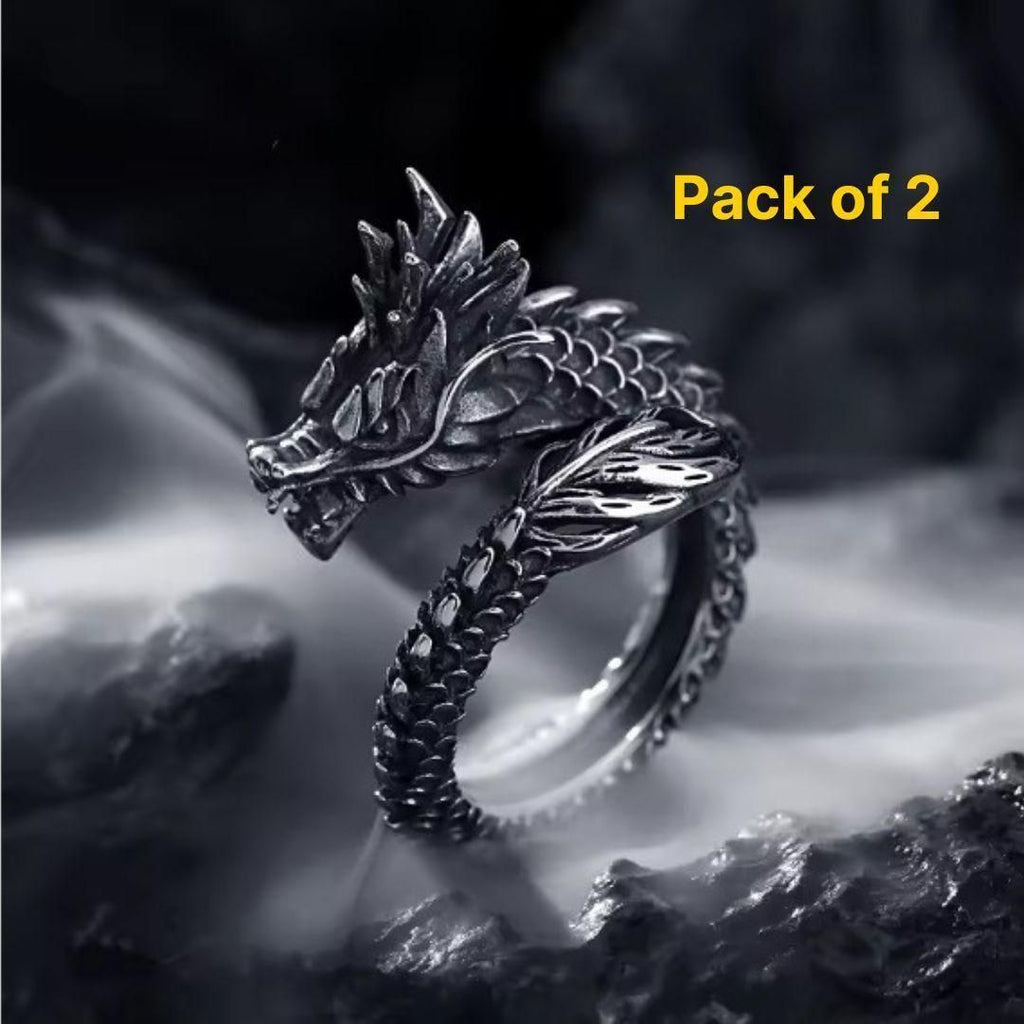 Silver Adjustable Dragon Ring (Pack of 2)

Precision-crafted adjustable dragon rings in sterling silver, sold as a set of two. These versatile accessories feature intricate dragon motifs with detailed scale patterns and gemstone accents. The adjustable band ensures comfortable fit for various finger sizes, making them ideal for dragon enthusiasts and fantasy-inspired fashion collections.