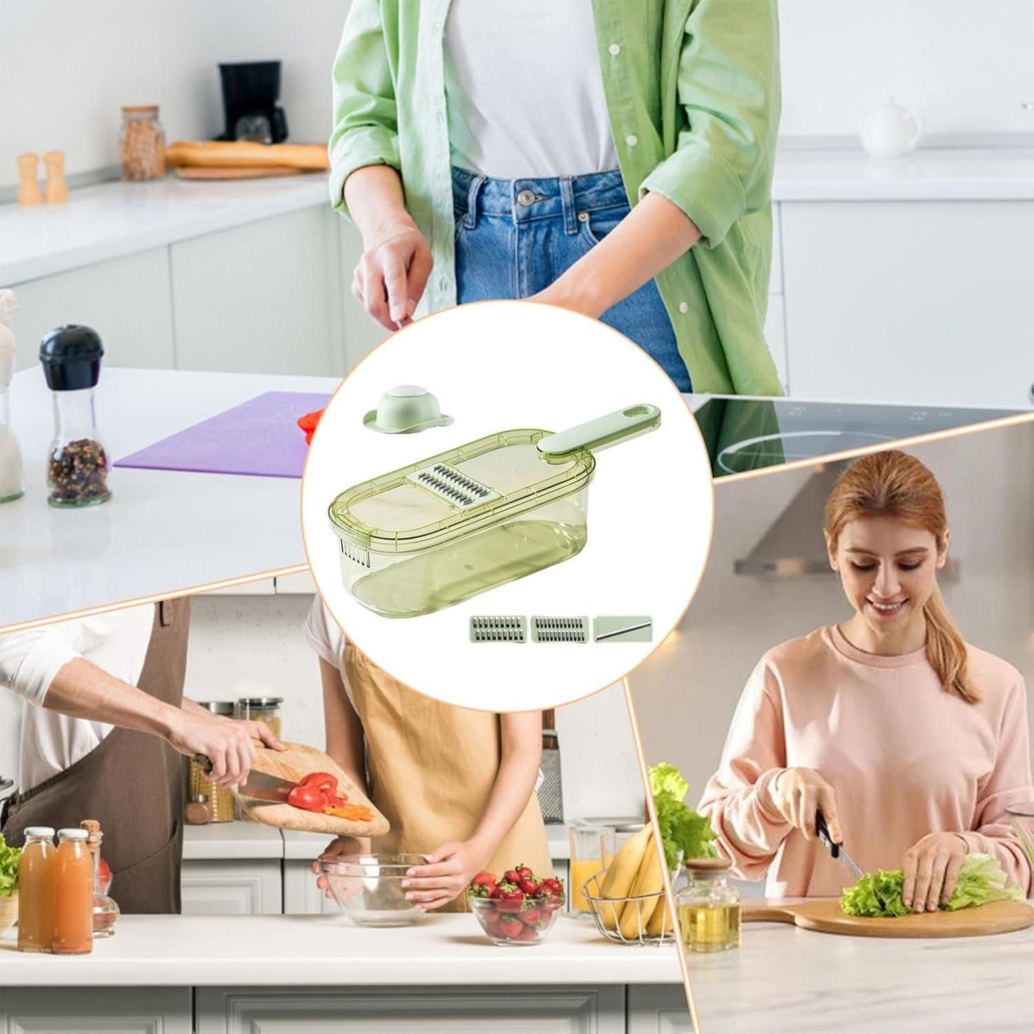 This professional-grade vegetable slicer features precision-engineered blades that deliver consistent, uniform cuts with minimal effort. The hardened stainless steel construction ensures longevity while maintaining optimal sharpness. Multiple thickness settings allow for versatile food preparation, from delicate garnishes to substantial pieces. The ergonomic design incorporates a comfortable grip and stable base to enhance control and safety during intensive culinary tasks.
