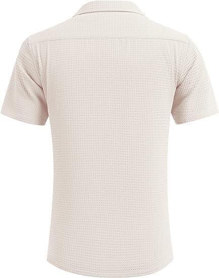 Introducing our Men's Knit Stylish Half Sleeve Shirt in Beige, made with quality materials and innovative design. Enjoy a comfortable fit and stylish look with this versatile shirt. Perfect for any occasion and easy to dress up or down. Upgrade your wardrobe with this must-have staple piece.