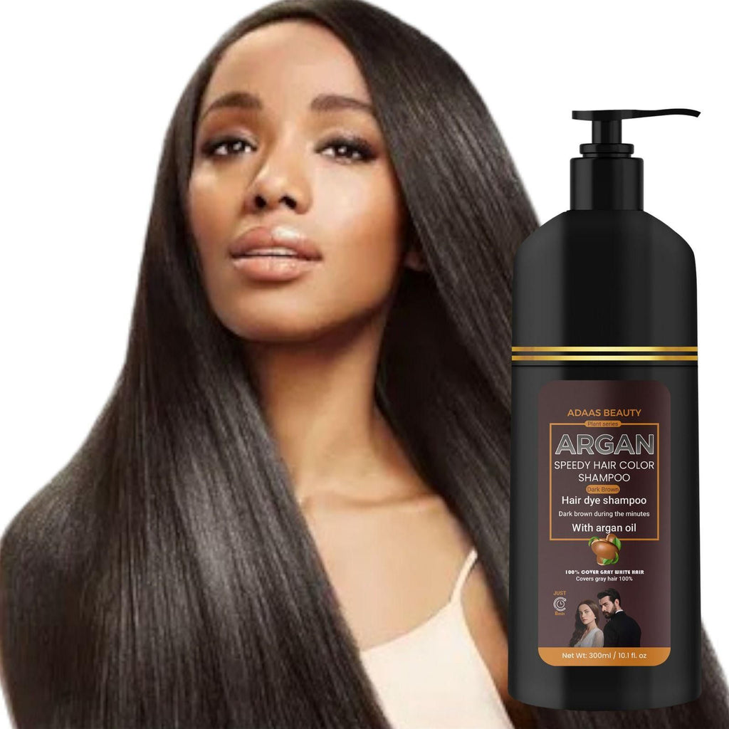 Argan Speedy Hair Color Shampoo combines advanced coloring technology with nourishing argan oil extracts for efficient gray coverage and hair vitality. This economical dual pack provides 1200ml total volume, ensuring extended usage. The innovative formula deposits color while cleansing, eliminating the multi-step traditional coloring process. Professionally developed for consistent, natural-looking results with minimal processing time and maximum hair protection.