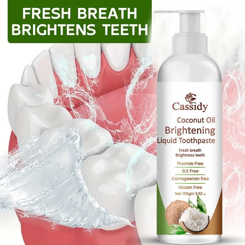 Experience superior oral care with our Coconut Oil Brightening Liquid Toothpaste. This innovative formula combines the natural benefits of coconut oil with advanced brightening agents to effectively clean teeth, remove stains, and promote oral health. Each pack contains two 200 gm bottles, providing long-lasting value. The liquid consistency ensures thorough cleaning between teeth and along the gumline for a comprehensive clean that traditional pastes can't match.