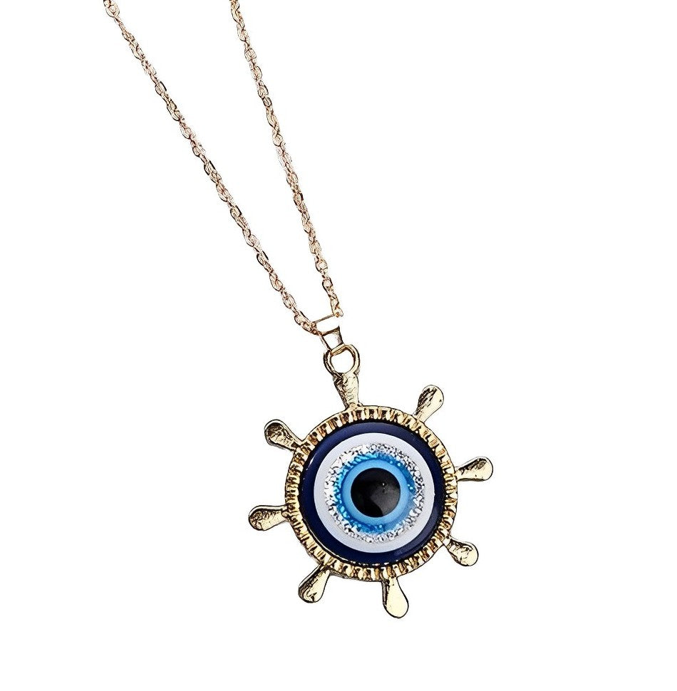 Elegantly crafted Western Silver Evil Eye Chain Necklace combines traditional symbolism with contemporary design. This sterling silver piece features a distinctive evil eye pendant known for its protective qualities. The delicate chain offers versatile styling options, making it suitable for both casual and formal occasions. A sophisticated accessory that complements any outfit while serving as a meaningful talisman.