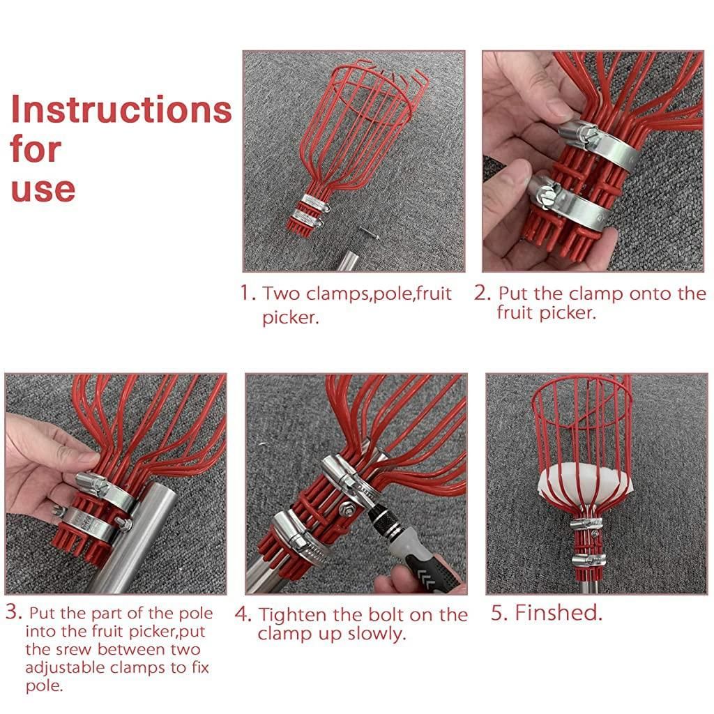 This professional-grade Fruit Picker with Basket features an extendable pole design that reaches high branches with minimal effort. The cushioned collection basket prevents bruising while harvesting delicate fruits, and its lightweight yet sturdy construction ensures season after season reliability. Engineered with a precise picking mechanism that cleanly separates fruit from stems, this tool maximizes yield while preserving tree health—an indispensable investment for serious gardeners and orchard managers.