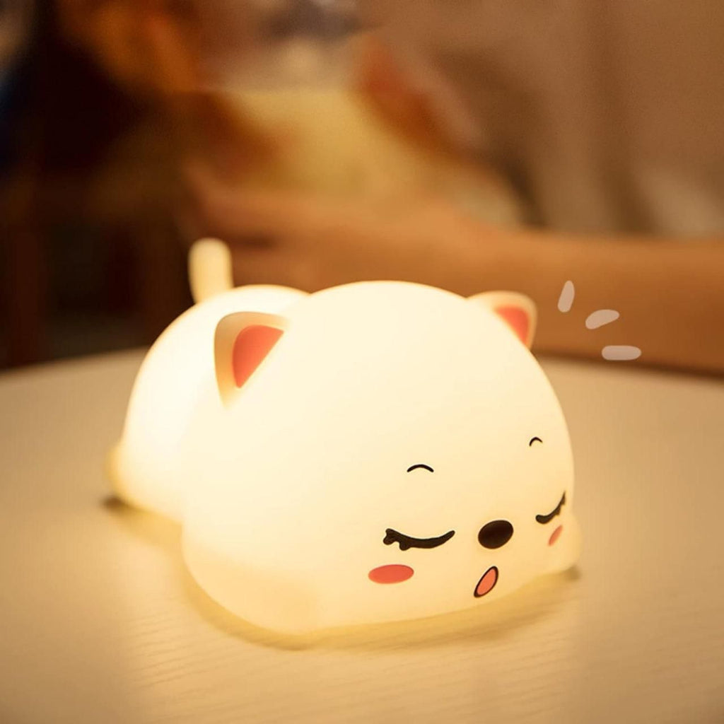 The Cute Cat Animal Silicone Baby Night Light combines safety and charm, featuring soft, BPA-free silicone that is gentle to touch and safe for infants. Its warm, adjustable LED light creates a calming atmosphere, perfect for easing babies into sleep. Designed with durability and ease of cleaning in mind, this night light is an ideal companion for nurseries, providing reliable, energy-efficient illumination throughout the night. Its playful cat shape adds a delightful aesthetic while promoting a comforting 