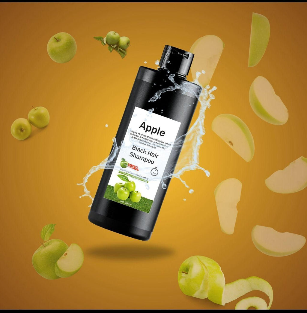 This advanced Apple Black Hair Shampoo 3-in-1 delivers triple benefits in each 200ML bottle, with two bottles per pack for extended use. The specialized formula combines cleansing, conditioning, and color enhancement properties that intensify natural black tones while infusing hair with apple extract nutrients. Clinically formulated to strengthen hair structure, reduce breakage, and provide lasting shine without buildup or residue.