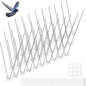 Professional-grade bird deterrent system featuring 10 interlocking polycarbonate spike strips. Designed with precise spacing to prevent nesting and perching without causing harm to birds. UV-resistant construction ensures longevity in all weather conditions. Ideal for ledges, signs, and architectural features where bird activity causes damage and unsanitary conditions. Includes mounting hardware for versatile installation options.