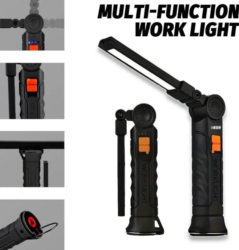 This Magnetic LED COB Light combines high-efficiency illumination with a rechargeable USB power source, ensuring long-lasting and eco-friendly use. Its strong magnetic base enables secure attachment to metal surfaces, facilitating hands-free operation in various settings such as workshops, automotive repairs, and camping. Designed for durability and portability, this compact light delivers consistent brightness and convenience for professional and everyday tasks.