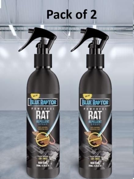 This Rat Repellent Spray for Car comes in a pack of two 200ml bottles, designed to effectively keep rodents away from your vehicle. Its expert formulation deters rats and mice from damaging wires, upholstery, and other car components. Easy to use and safe on surfaces, it provides a reliable, non-toxic defense to protect your car from costly rodent-related repairs. Ideal for use in garages and parking areas.