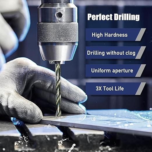 This precision-engineered 13-piece drill bit set provides versatile performance for professional and DIY applications. Constructed from heat-treated steel with optimized cutting geometries, these bits deliver clean, accurate holes in wood, metal, and plastic. The graduated size range ensures comprehensive coverage for common fastening needs, while the specialized flute design efficiently removes debris during operation. Housed in a durable case for organized storage and transport between job sites.