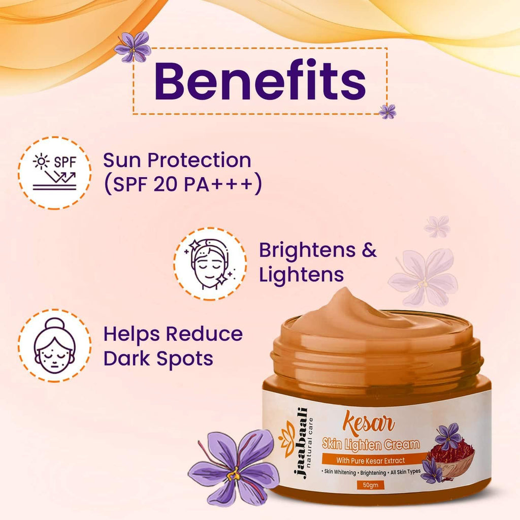 This specialized 50gm Kesar Skin Lightening Cream harnesses the power of saffron (kesar) to address uneven skin tone and hyperpigmentation. The clinically-formulated blend penetrates deeply to inhibit melanin production while providing essential nutrients to the skin. With consistent use, this dermatologically-tested cream helps diminish dark spots and promotes a more luminous, even complexion.