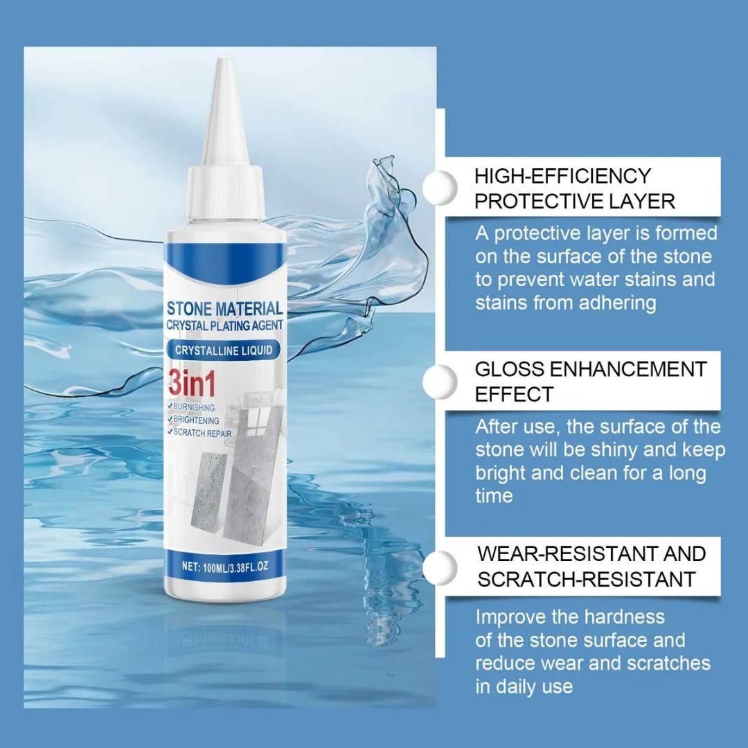 Revitalize and protect your stone surfaces with our Crystal Plating Agent. This value pack includes two 100ml bottles, giving you enough product for multiple applications. The specialized formula creates a protective crystal-clear coating that enhances the natural beauty of stone materials while providing resistance against stains and daily wear. We're here to help you maintain the elegance of your stone surfaces with this easy-to-use, effective solution.

