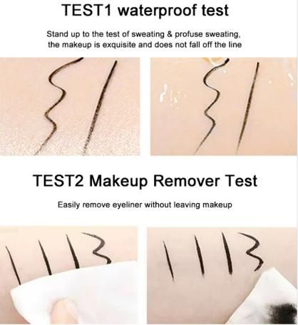 Our Eye Liner and Eye Wing Stamp delivers professional-quality results with clinical precision. The dual-ended design features a highly-pigmented liquid liner and an ergonomically engineered wing stamp that creates perfectly symmetrical wings in seconds. The ophthalmologist-tested formula contains long-chain polymers for 24-hour wear resistance while remaining gentle on the delicate eye area. Suitable for all skill levels, this tool eliminates the technical challenges of traditional winged liner application