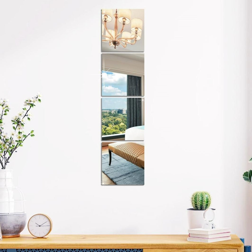 These 4 Big Square Silver 3D Acrylic Mirror Wall Stickers offer professional-grade interior enhancement. Crafted from premium acrylic with reflective silver finish, they create depth and dimension on any wall surface. The three-dimensional design maximizes light reflection, visually expanding your space while providing sophisticated decorative appeal. Ideal for contemporary interiors seeking architectural interest without permanent installation.