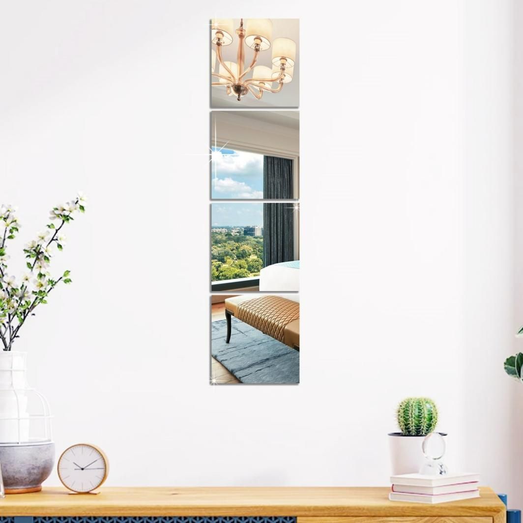These 4 Big Square Silver 3D Acrylic Mirror Wall Stickers offer professional-grade interior enhancement. Crafted from premium acrylic with reflective silver finish, they create depth and dimension on any wall surface. The three-dimensional design maximizes light reflection, visually expanding your space while providing sophisticated decorative appeal. Ideal for contemporary interiors seeking architectural interest without permanent installation.