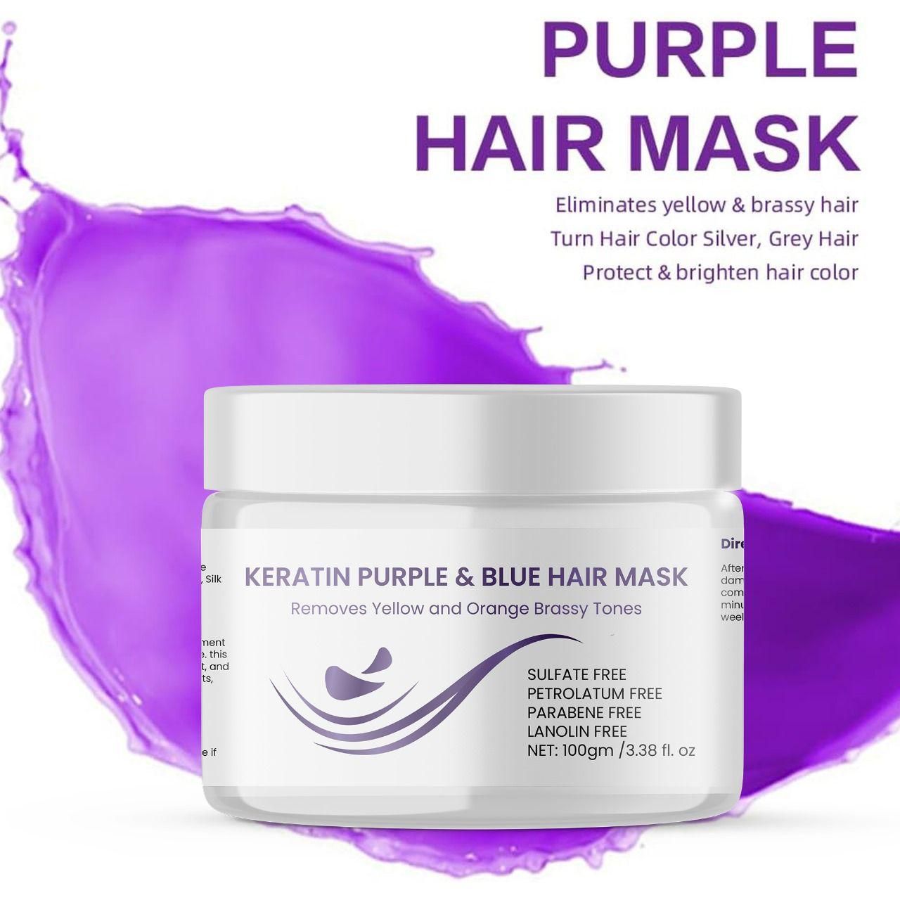 This professional-grade hair treatment combines two specialized formulations in one convenient package. The Purple Mask effectively neutralizes yellow tones in blonde, silver, or highlighted hair, while the Blue Mask counteracts unwanted orange hues in brunette shades. Both are enriched with keratin protein to repair damaged hair structure, restore elasticity, and enhance shine. Each 100g container delivers multiple applications for salon-quality results at home.
